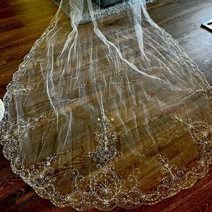 Floor length gorgeous wedding veil